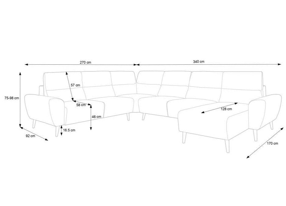 Dīvāns BOHO U 340/98/270 cm - N1 Home