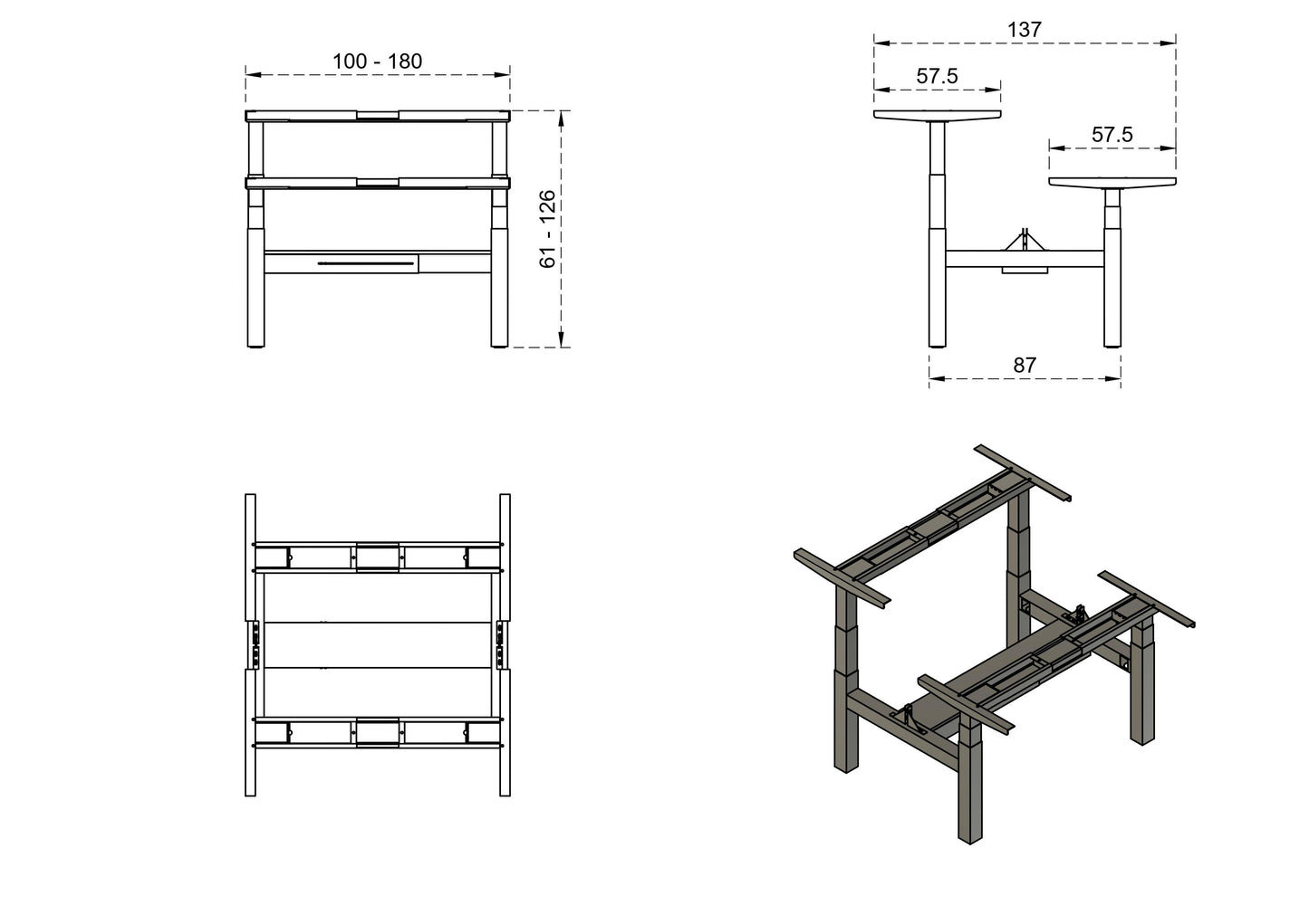 Galds Fino double 140/149,5 cm melns/valrieksts - N1 Home