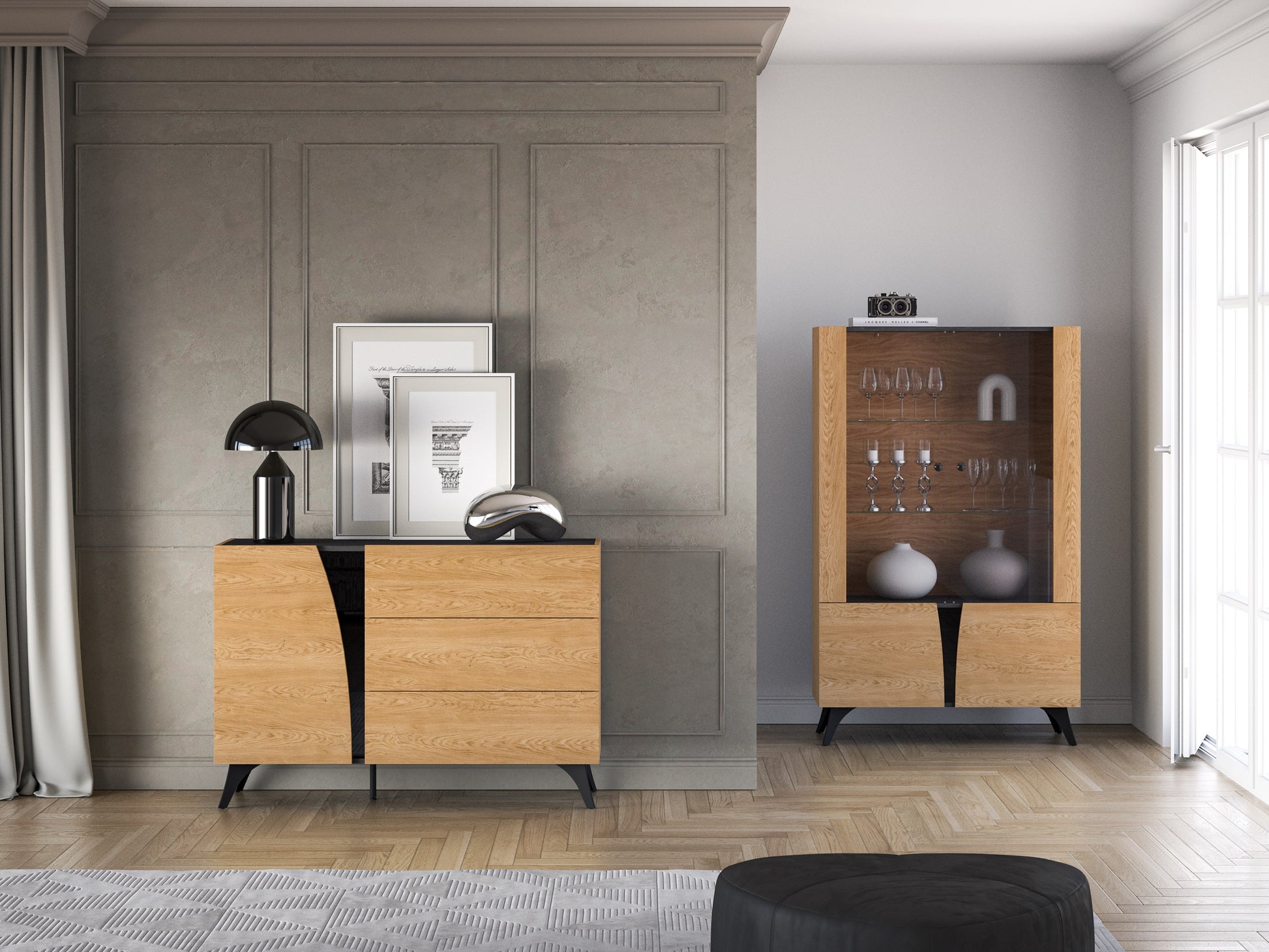 Kumode Toskana 120/82/38 cm ozols/melns - N1 Home