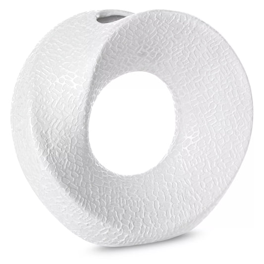 Keramikas vāze Riza ar smalku, spīdīgu rakstu 23/9/22 cm balts - N1 Home