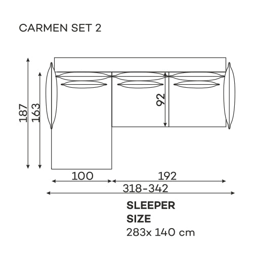 Dīvāns Carmen Corner S2 Befame 318/187/101 cm tumši zils