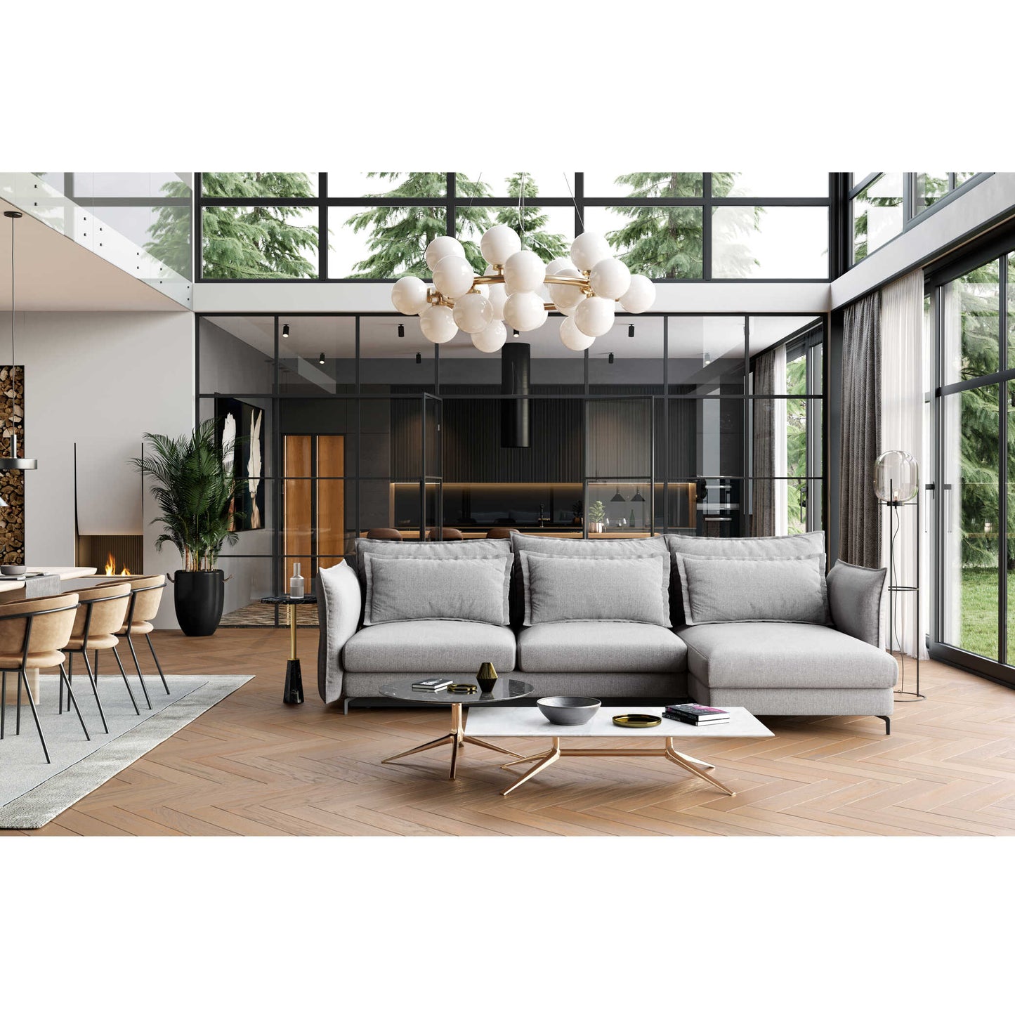 Dīvāns Carmen Corner S2 Befame 318/187/101 cm rozā