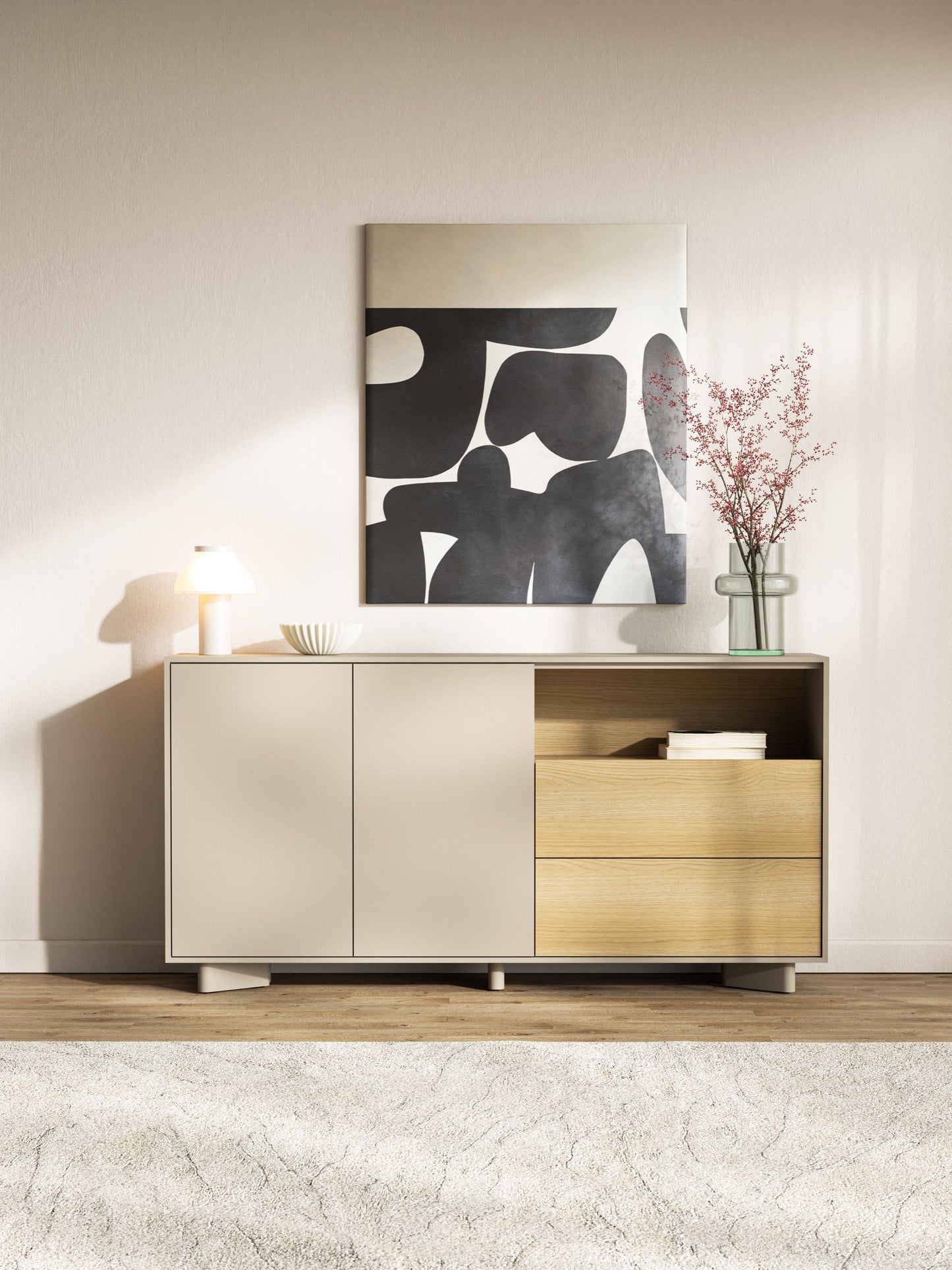 Kumode Distri 156/80/35 cm Vičencas ozols/kašmirs - N1 Home