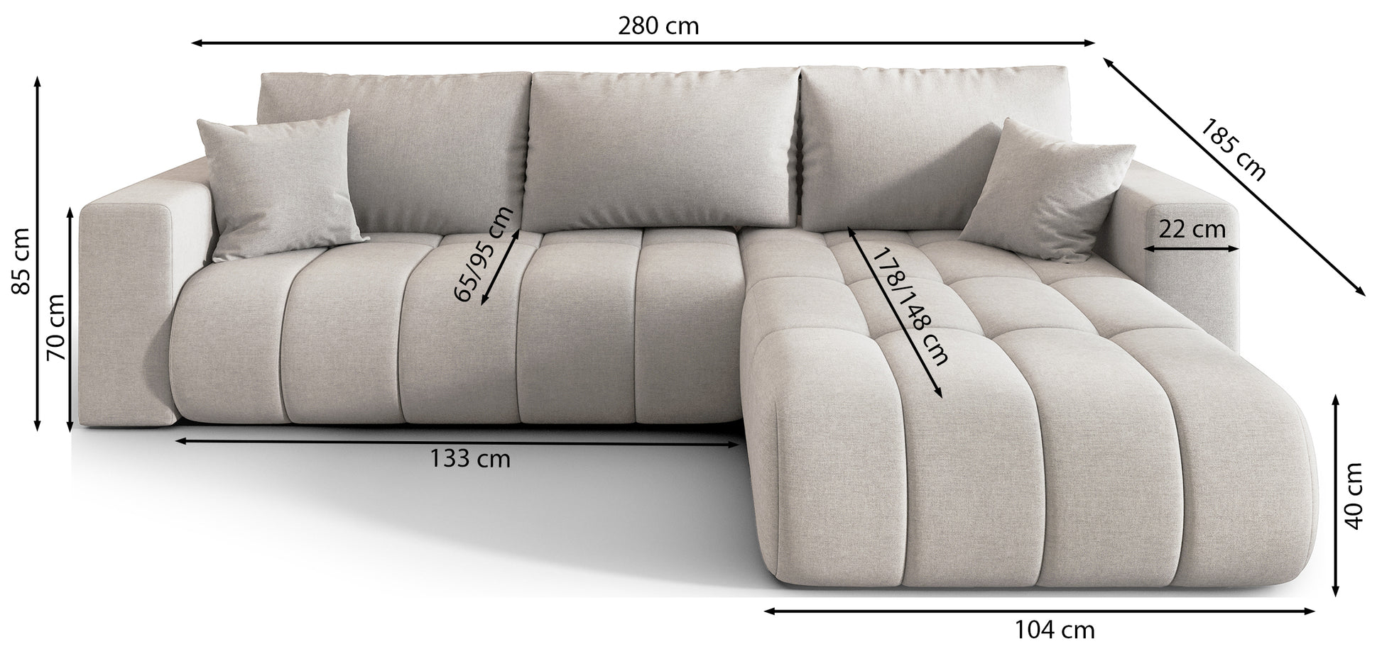 Dīvāns Milods 280/85/185 cm Wind 21 - N1 Home