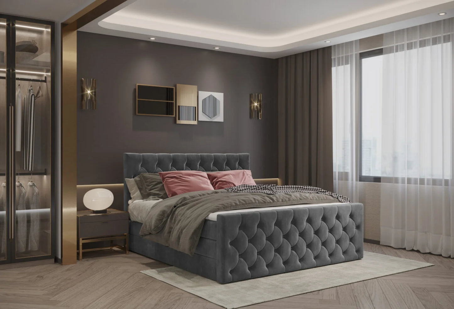 Gulta Charl 140/160/180 cm tumši pelēks - N1 Home