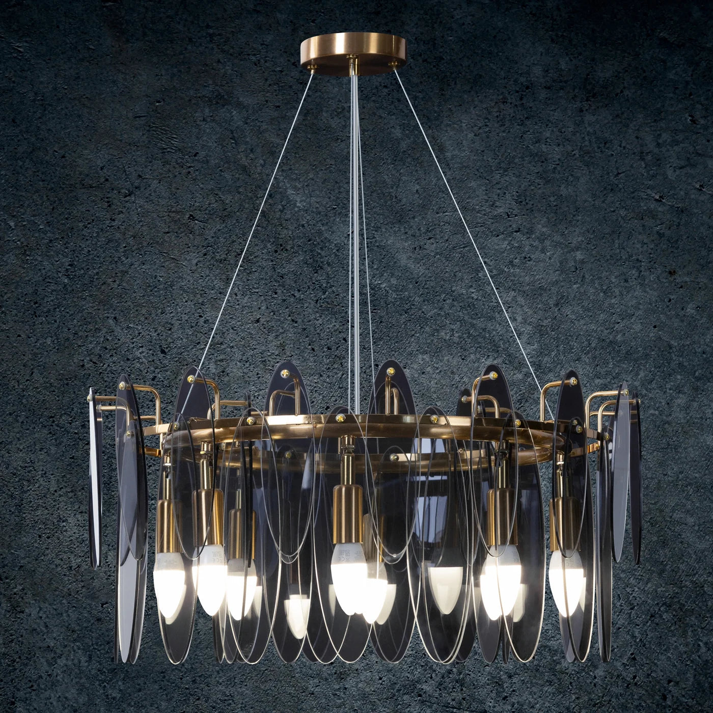 Lustra Mar ar kūpināta stikla piekariņiem, regulējams augstums, 60 x 150 cm, grafīts - N1 Home