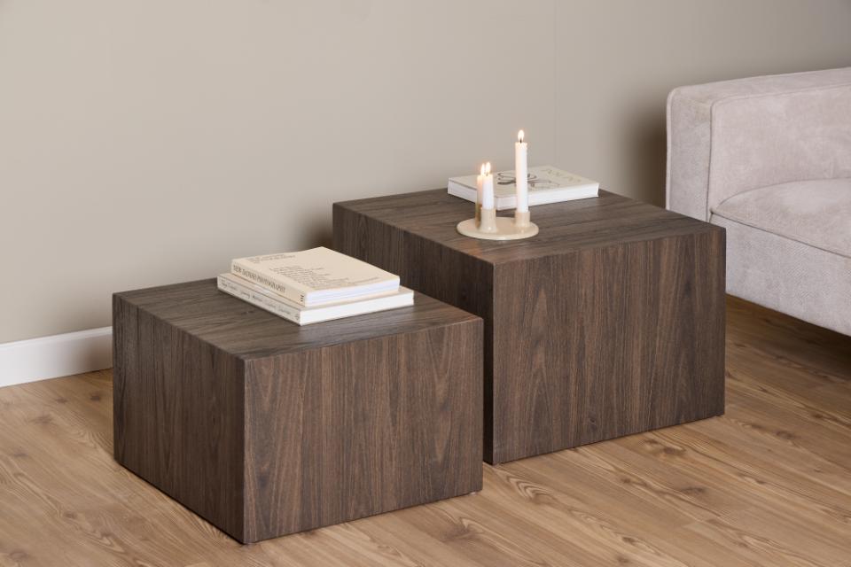 Kafijas galds Dia 58x58x40 cm; 50x50x33 cm pelēks kūpināts - N1 Home