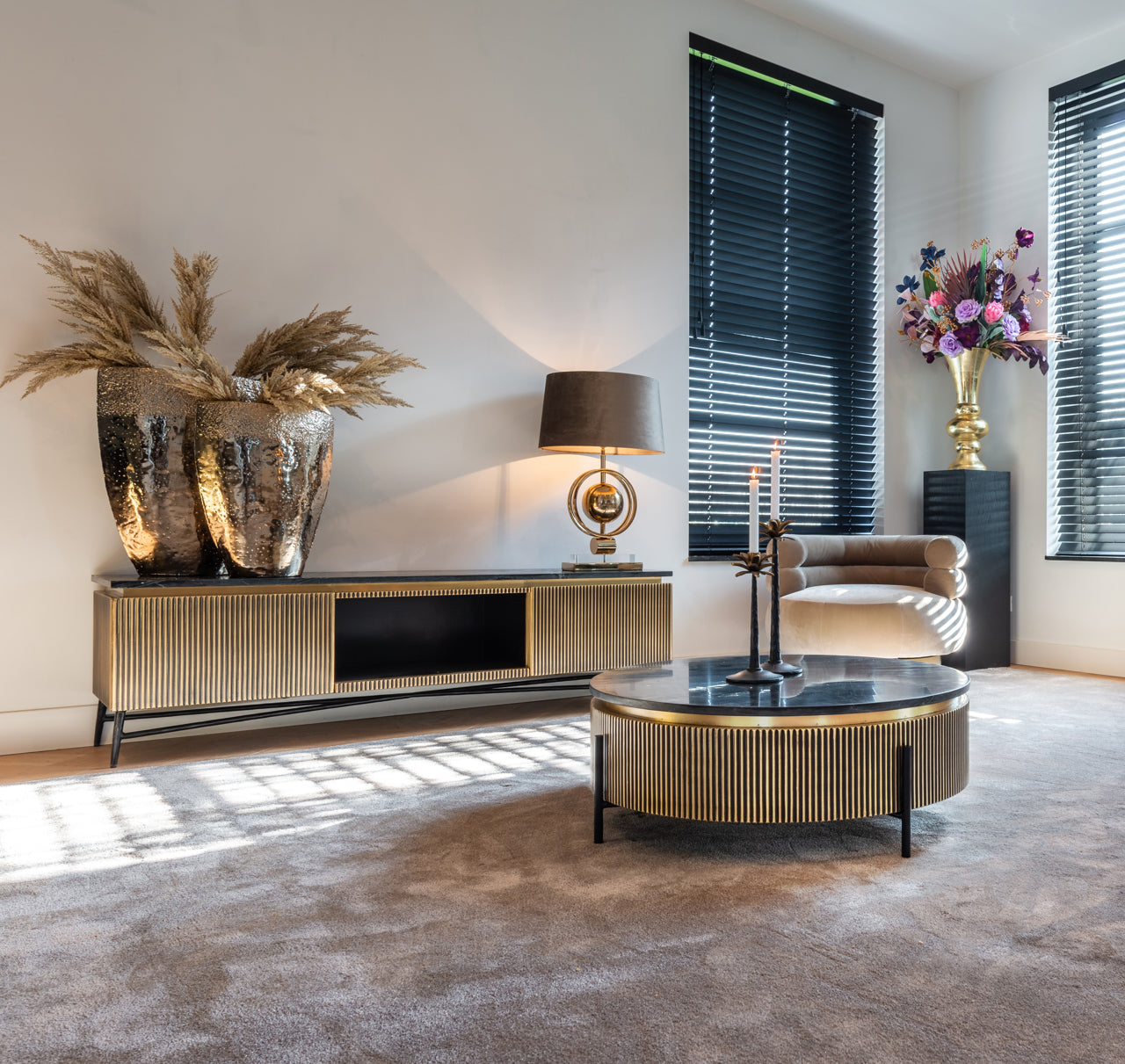 Kafijas galds Ironville gold Richmond Interiors 61/50 cm zelts - N1 Home