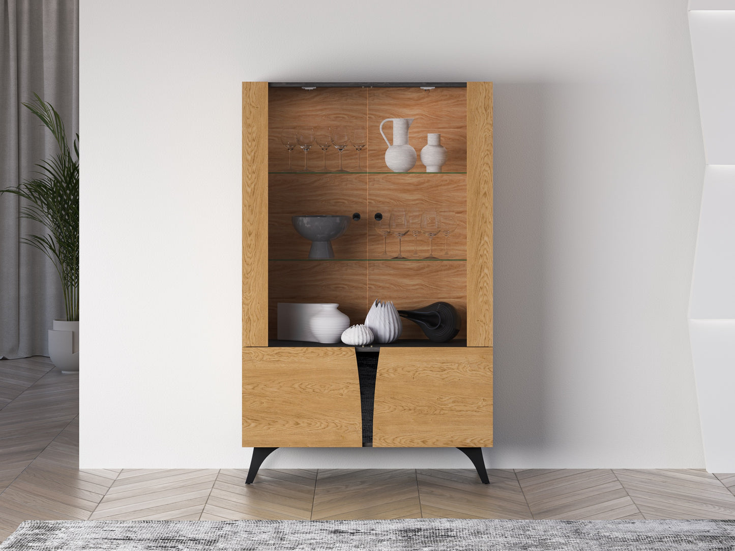 Skapis Toskana 152/94/38 cm ozols/melns