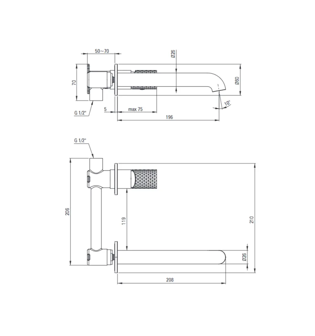 Iebūvēts izlietnes maisītājs Silia Hexa 208 mm matēts zelts - N1 Home