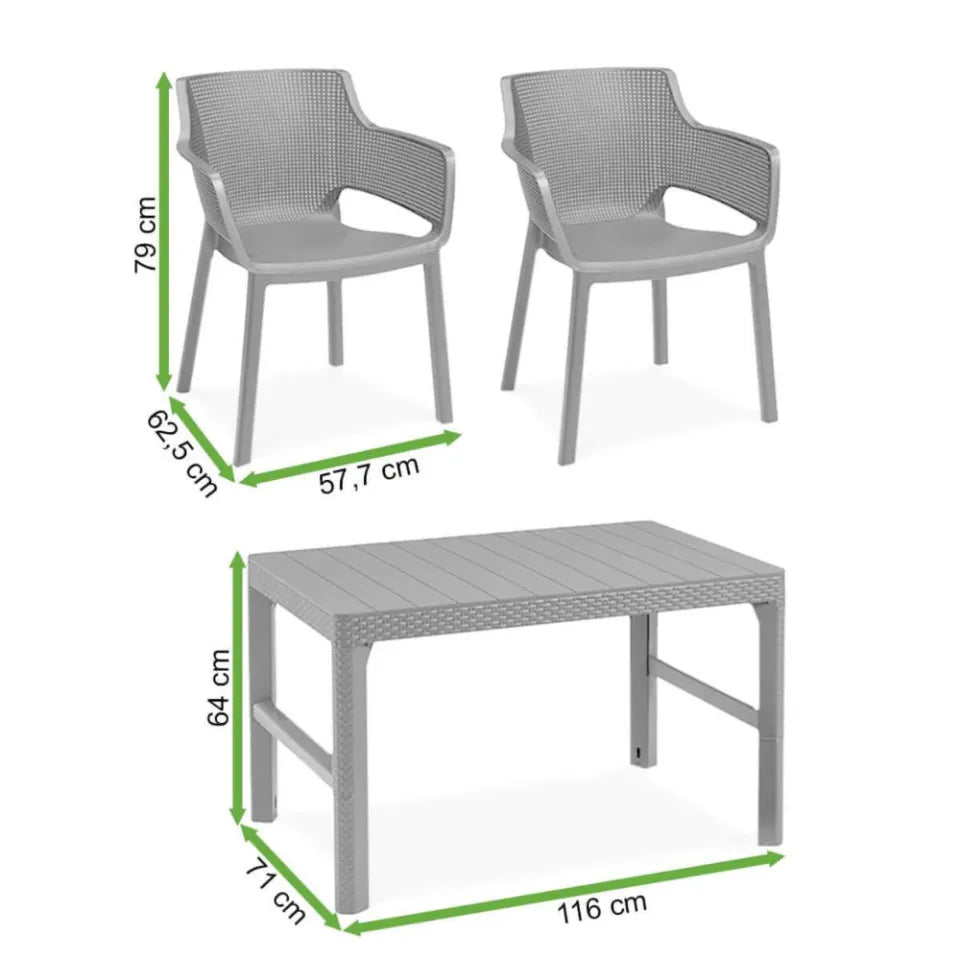 Balkona mēbeles Elie 2+1/4+1 grafīts - N1 Home