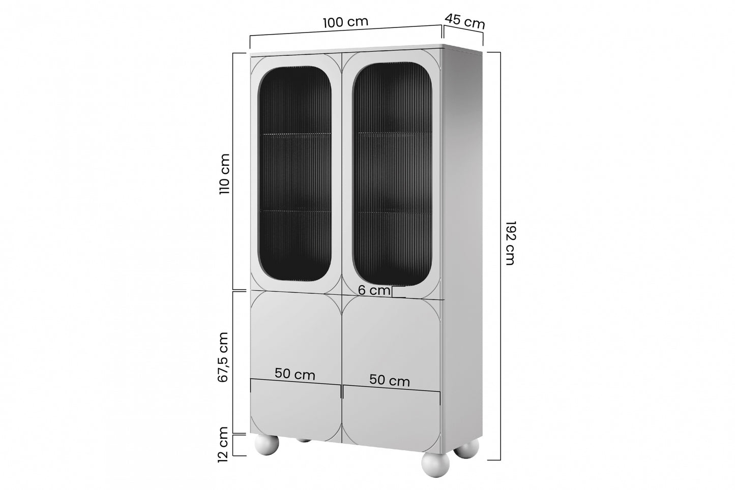 Vitrīnas skapis BARI II 100/192/45 kašmirs - N1 Home