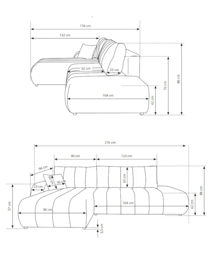 Dīvāns Baloos 276/88/176 cm pelēks - N1 Home