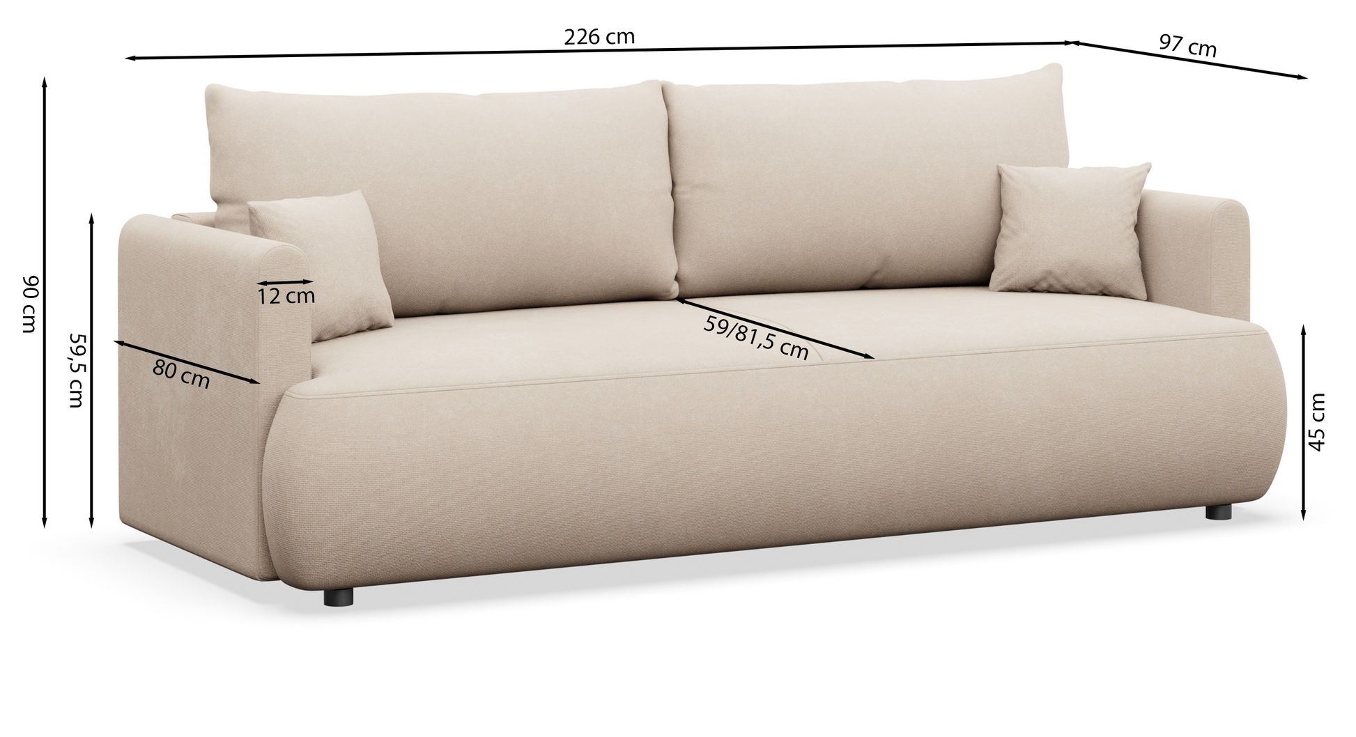 Dīvāns Ovors 226/90/97 cm Storm 28 - N1 Home