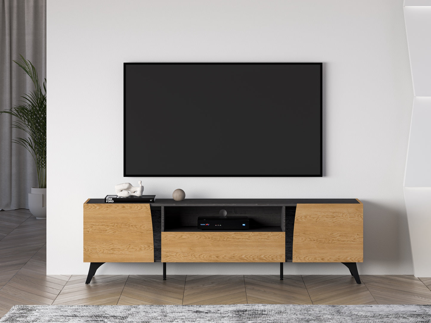 TV skapis Toskana 180/51/38 cm ozols/melns