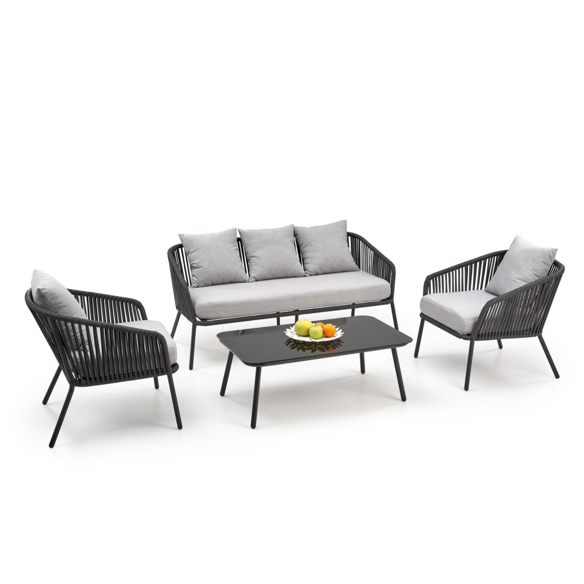 Dārza komlekts RAFFA dīvāns + krēsls 2x + galds, pelēks - N1 Home