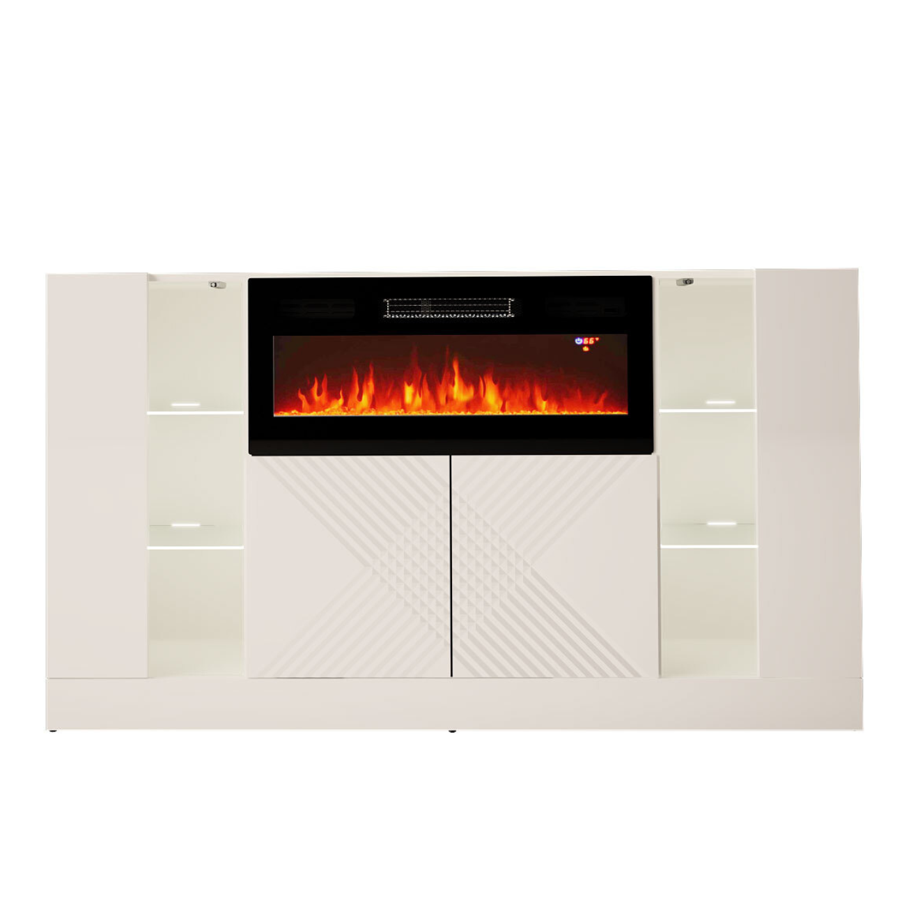 Kumode ar elektrisko kamīnu Dalika 160/90/35 cm balts - N1 Home