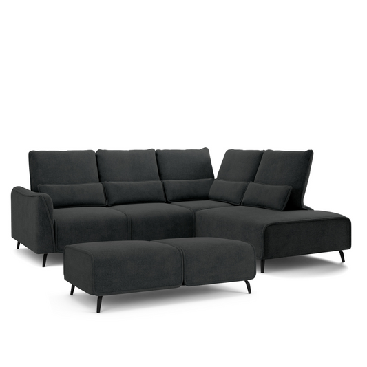 Dīvāns ar pufu Ruma 94/260/208 cm Storm 99