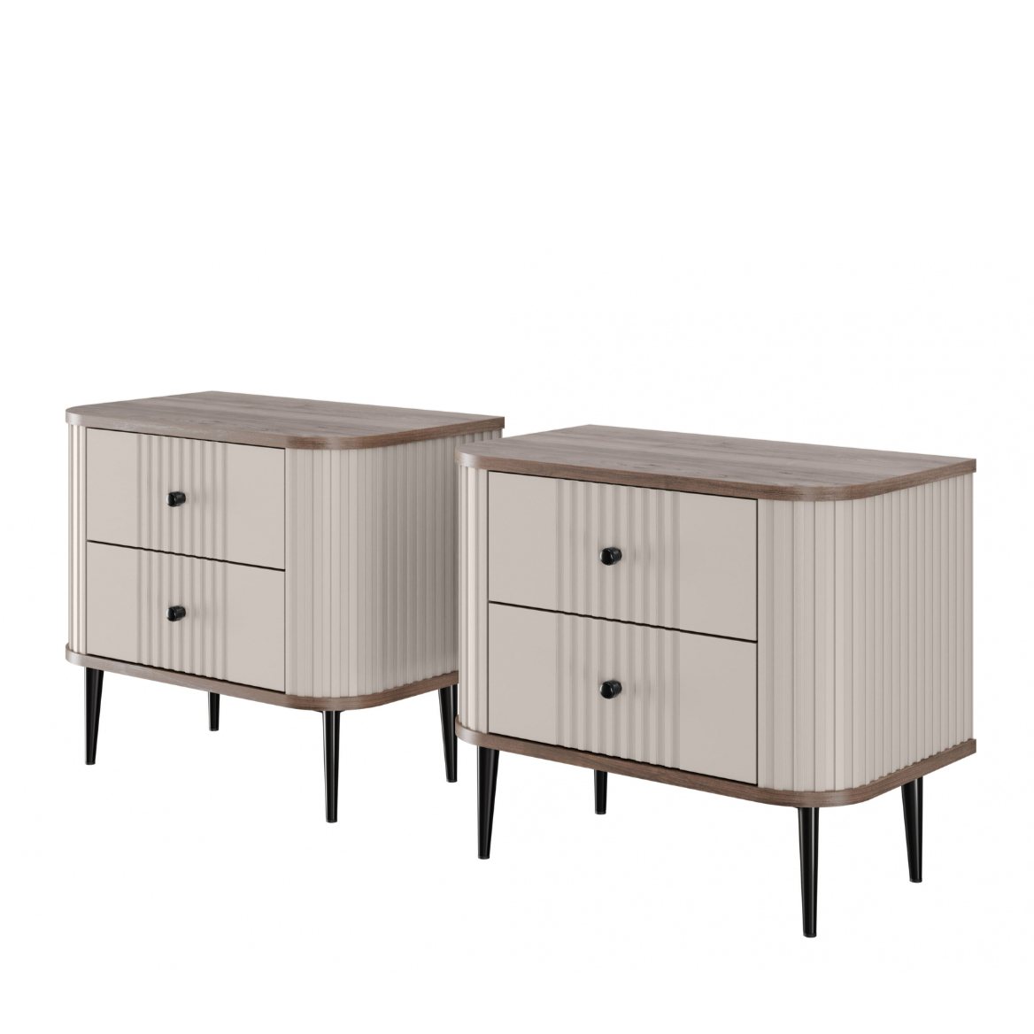 Naktsskapītis (2) Vespa 56/51/38 cm kašmirs/rieksts/melns - N1 Home