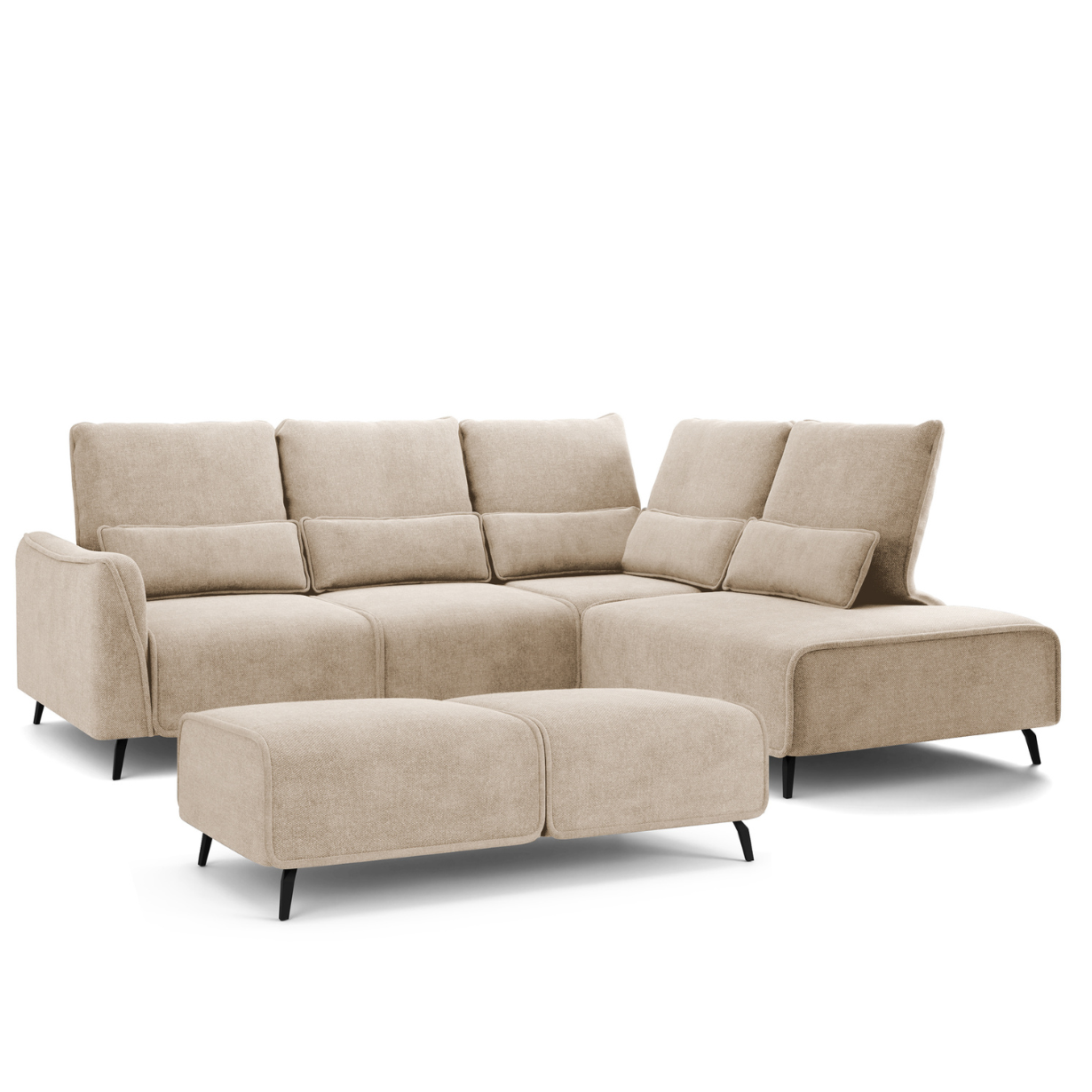 Dīvāns ar pufu Ruma 94/260/208 cm Storm 06