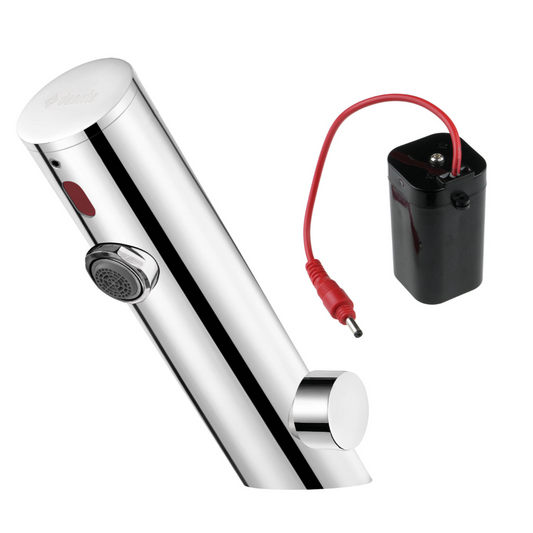 Izlietnes jaucējkrāns, bezkontakta, ar temperatūras kontroli - 4xAA Sense 148 mm pulēts tērauds - N1 Home