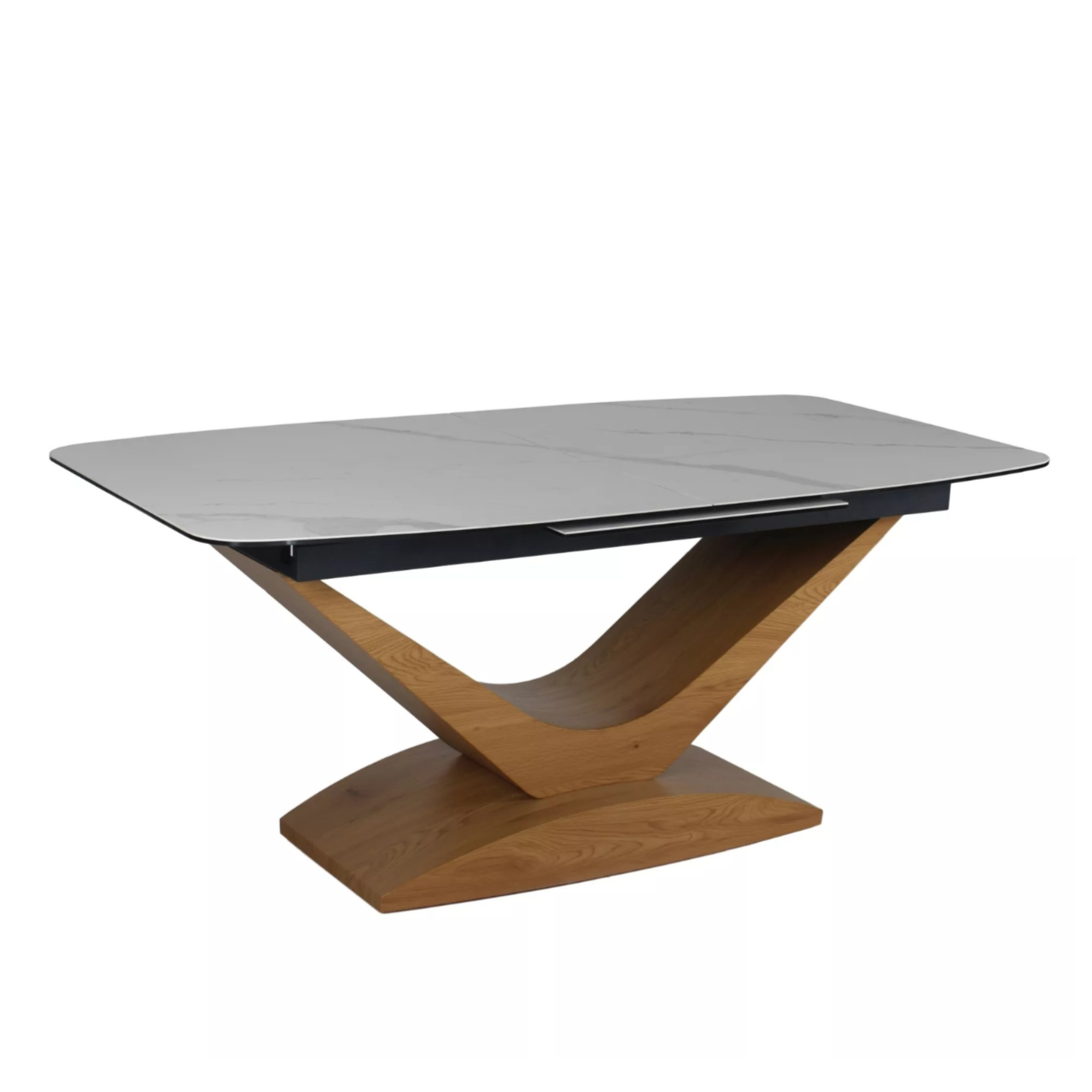 Galds Dole 180-240/76/95 cm matēts balts / ozols - N1 Home