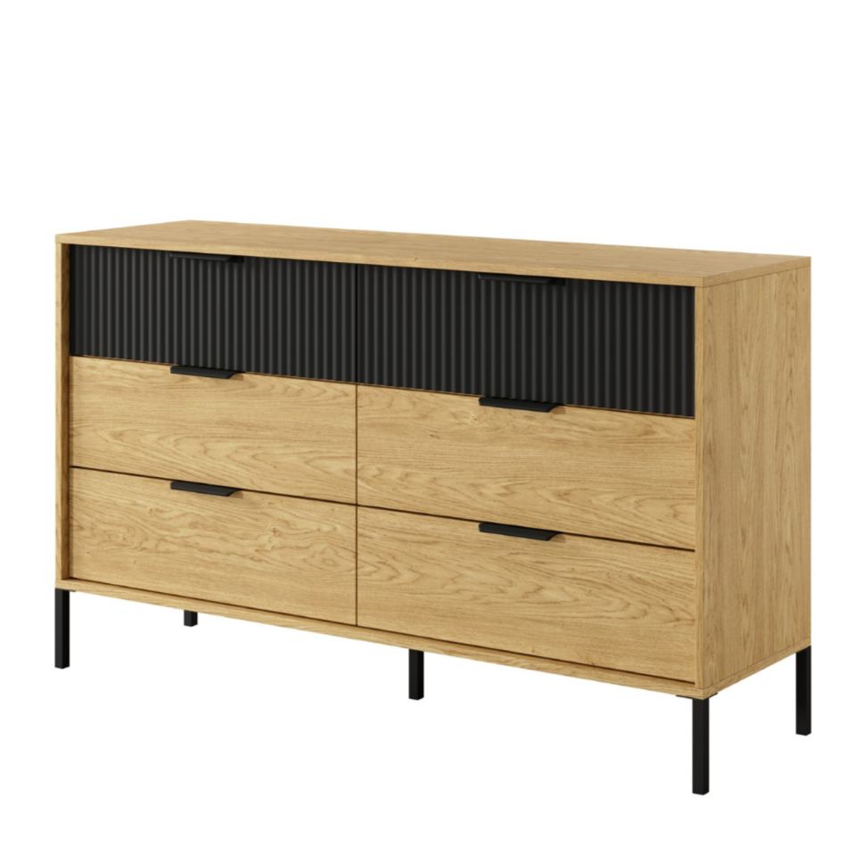 Kumode Balta 137/81/39 cm baltik ozols/melns - N1 Home