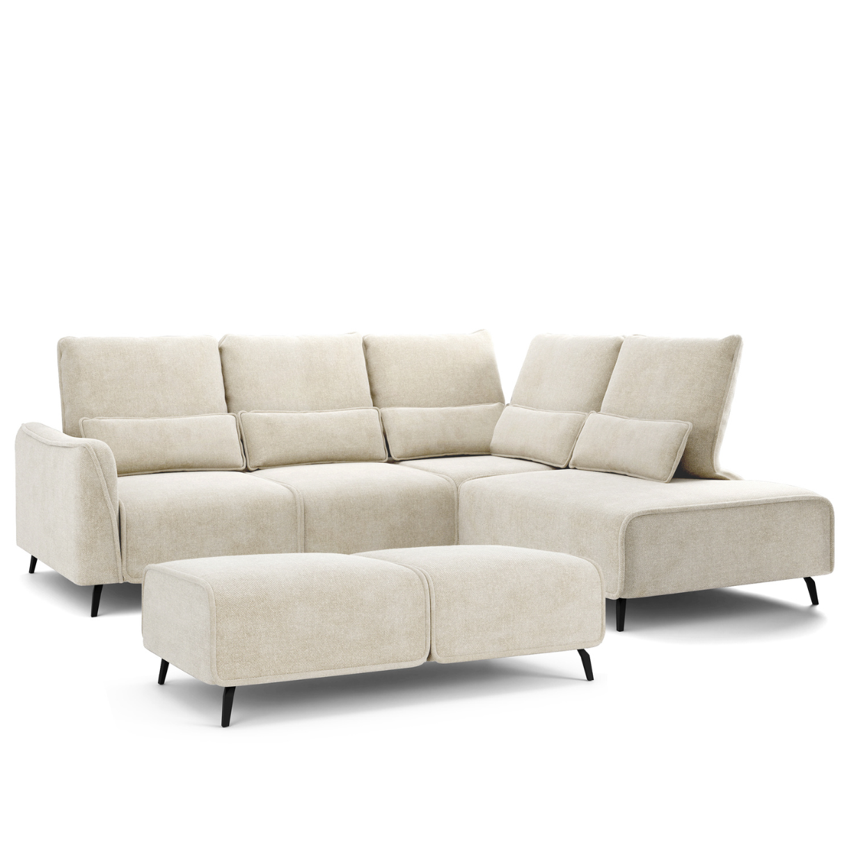 Dīvāns ar pufu Ruma 94/260/208 cm Storm 02