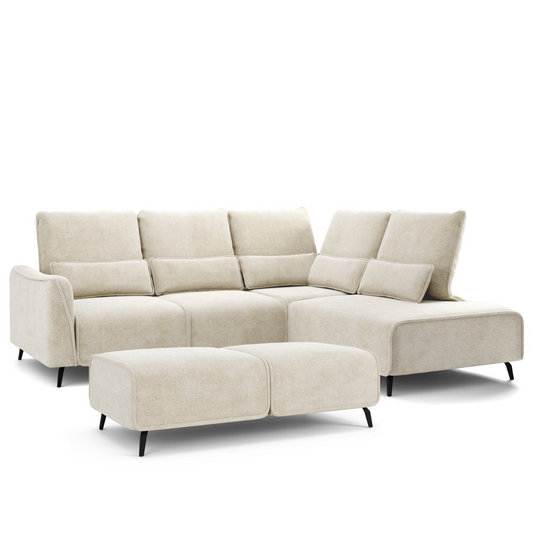 Dīvāns ar pufu Ruma 94/260/208 cm Storm 02