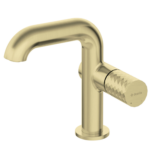 Izlietnes maisītājs ar taisnstūra snīpi Silia Hexa 170 mm matēts zelts - N1 Home