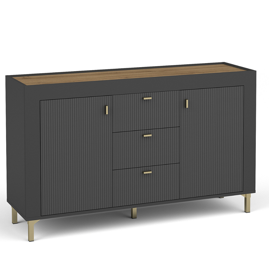 Kumode Lamos 130/77/38 cm melns/zelts - N1 Home