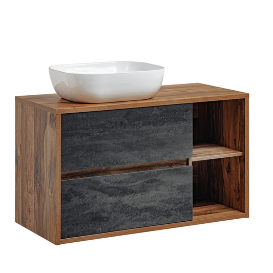 Vannas istabas mēbeļu komplekts Hamp C 100 cm Hantona ozols/tumšs betons - N1 Home