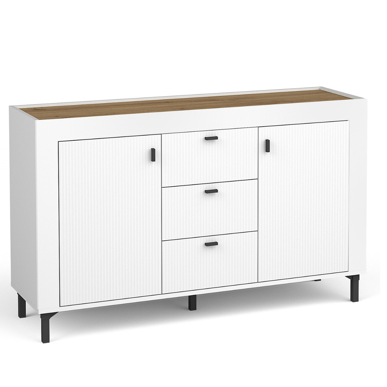 Kumode Lamos 130/77/38 cm balts/melns - N1 Home