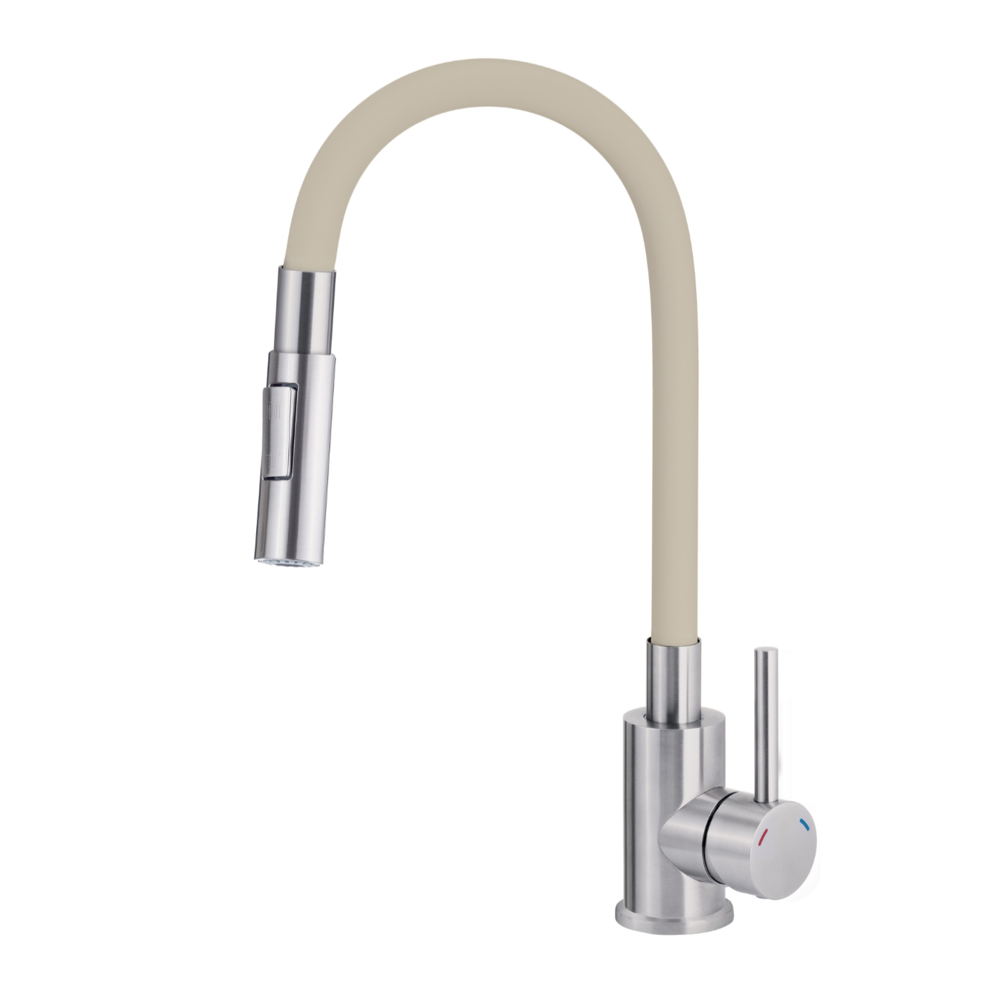 Virtuves maisītājs ar elastīgu snīpi - 2 veidu sprauslas Luno 400 mm matēts tērauds/bēšs - N1 Home