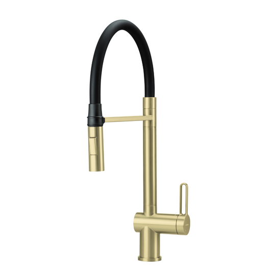 Virtuves jaucējkrāns ar elastīgu izteku - 2 veidu strūklas Magnetic 533 mm matēts zelts - N1 Home