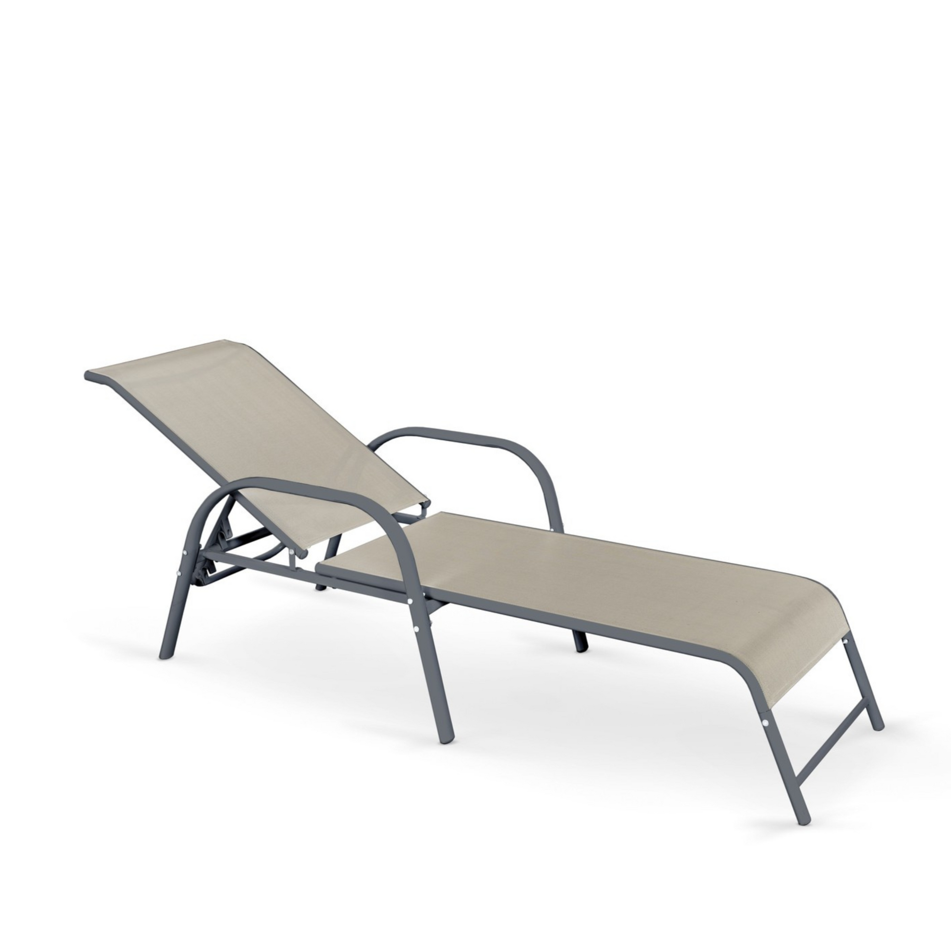 Sauļošanās krēsls 65/193/95 cm pelēks - N1 Home