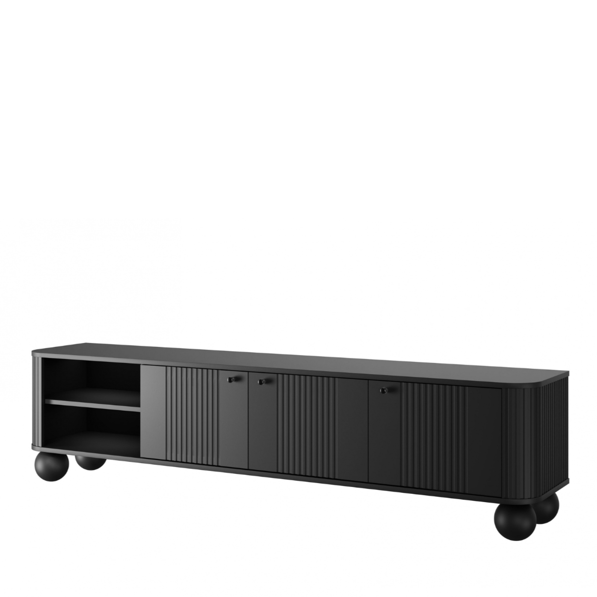 TV skapis Vespa  187/48/38 cm melns/melns - N1 Home