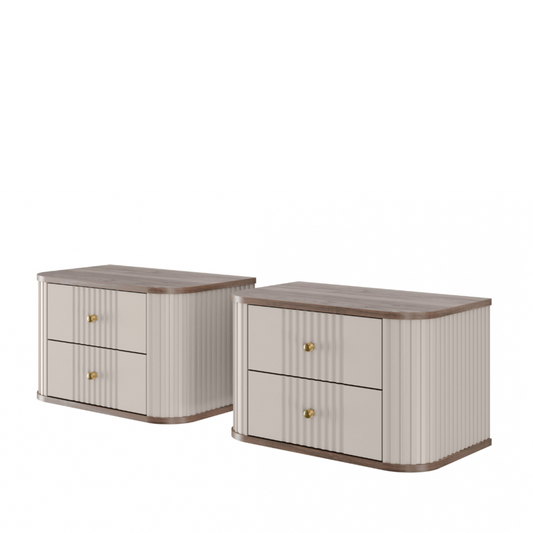 Naktsskapītis (2) Vespa 56/48/38 cm kašmirs/rieksts/zelts - N1 Home