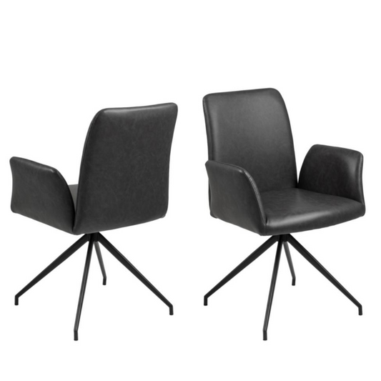 Krēsls Nay 59/59/88 cm PU retro melns - N1 Home