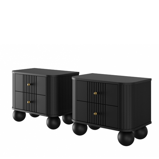 Naktsskapītis (2) Vespa 56/51/38 cm melns/zelts - N1 Home