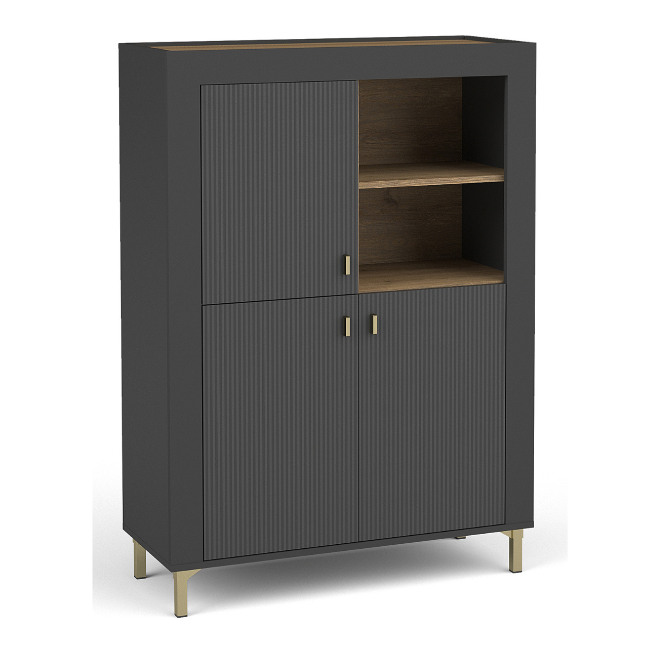 Vitrīna Lamos 96/135/39 cm melns/zelts - N1 Home