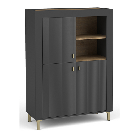 Vitrīna Lamos 96/135/39 cm melns/zelts - N1 Home