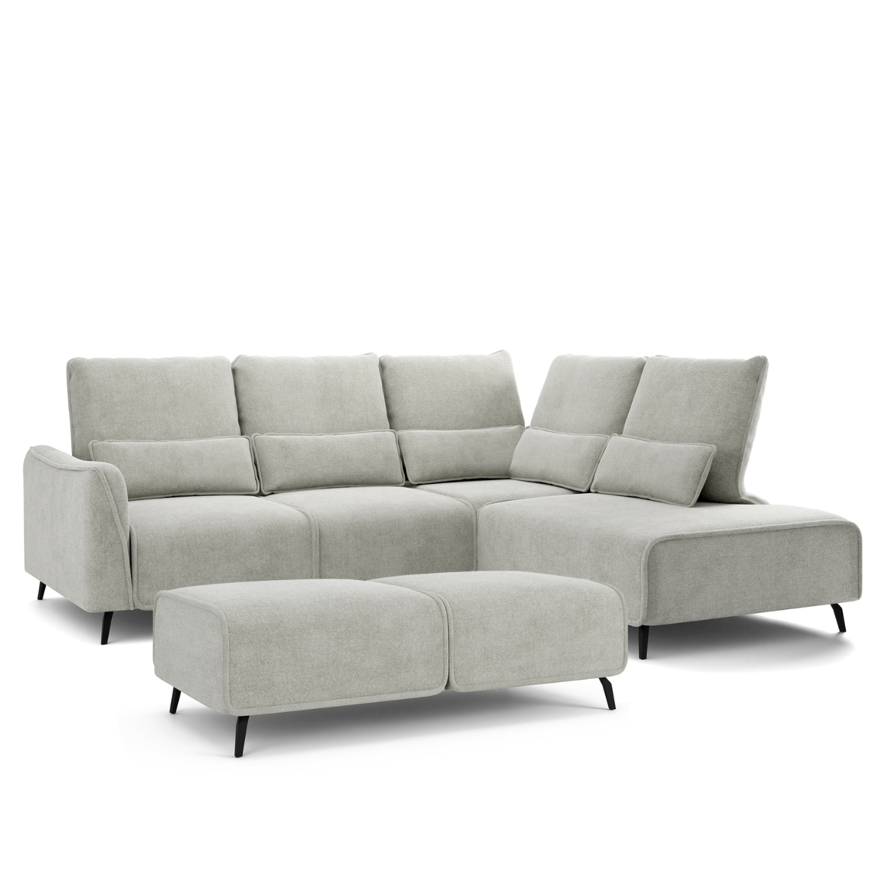 Dīvāns ar pufu Ruma 94/260/208 cm Storm 85