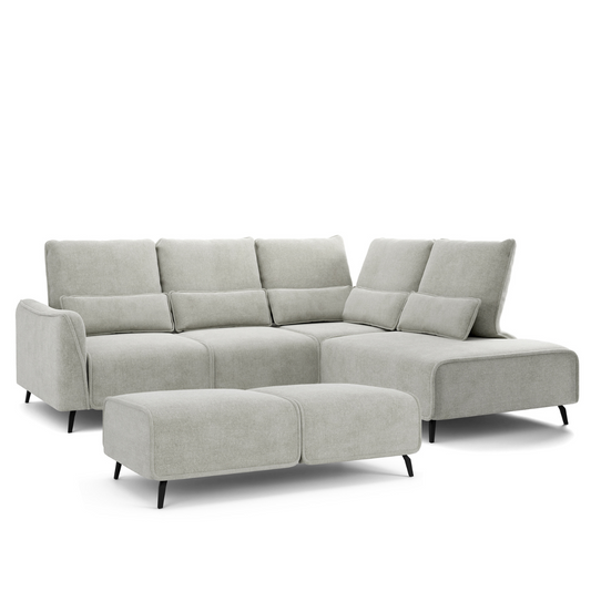 Dīvāns ar pufu Ruma 94/260/208 cm Storm 85