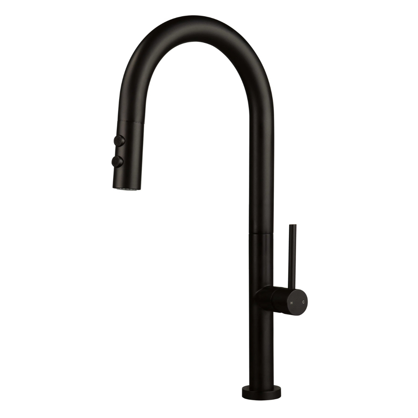 Virtuves jaucējkrāns ar izvelkamu snīpi - 2 veidu sprauslas Olf, 45 cm, melns - N1 Home