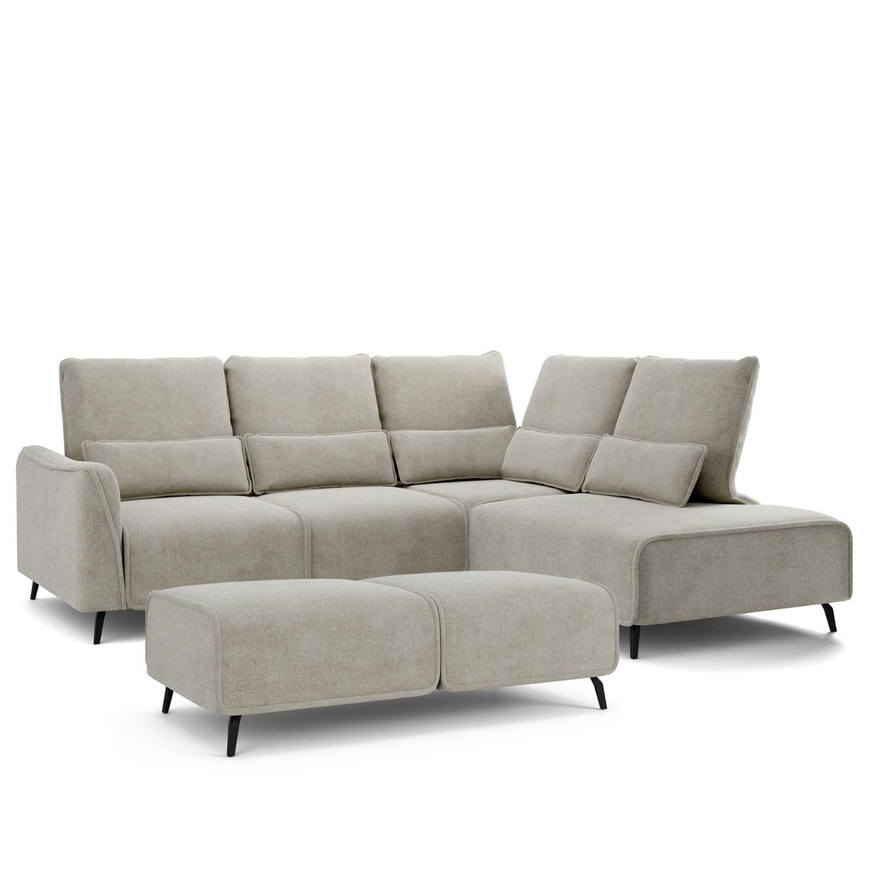 Dīvāns ar pufu Ruma 94/260/208 cm Storm 09