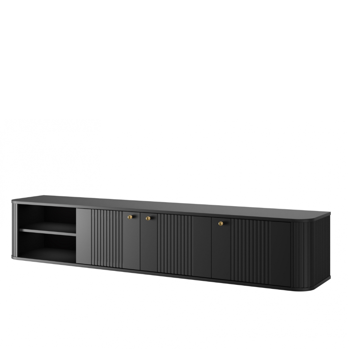 TV skapis Vespa  187/36/38 cm melns/zelts - N1 Home