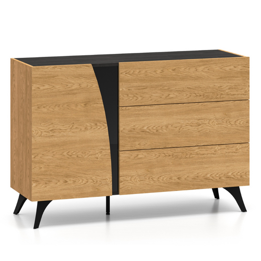 Kumode Toskana 120/82/38 cm ozols/melns - N1 Home