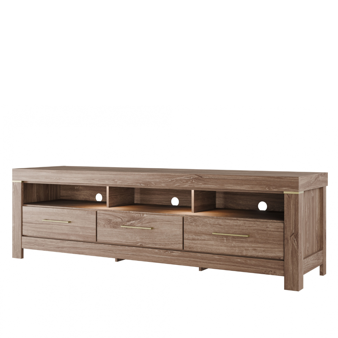 TV skapis ar atvilktnēm Geri 200/60/54 cm rosīgs ozols - N1 Home