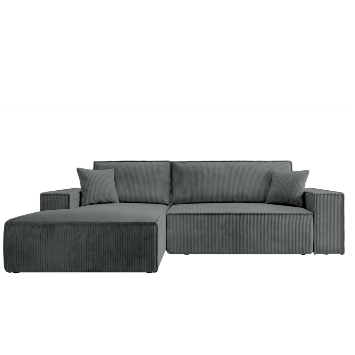 REFESE L-veida dīvāns ar gulēšanas funkciju un glabāšanas kasti, pelēks, kreisa/laba puse Poso 60 - N1 Home